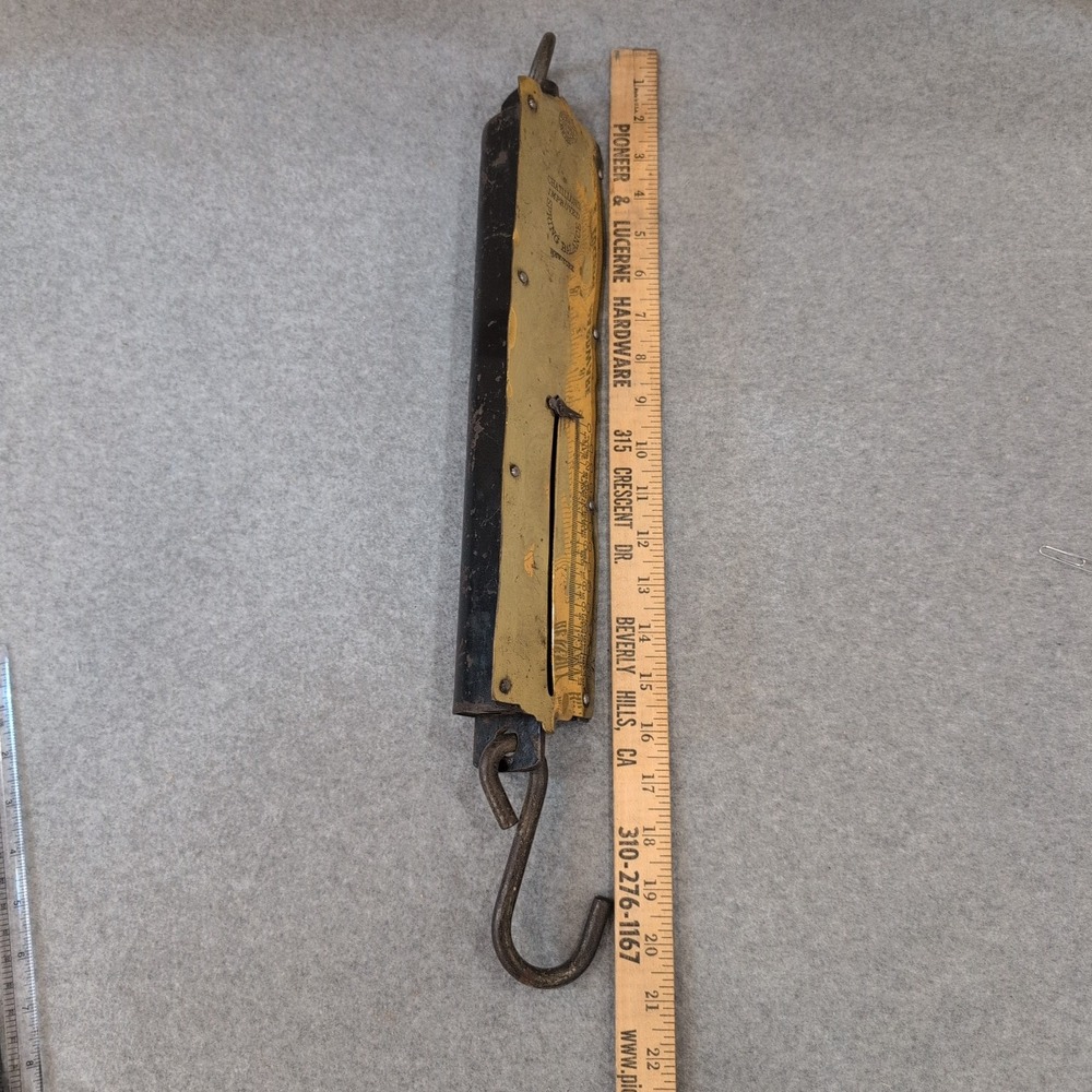 1890-1920's Chatillons Improved Spring Balance Hanging Scale NY 125 Lbs Brass - Picture 12 of 13